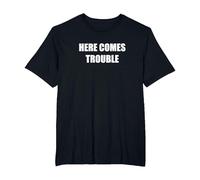 Here Comes Trouble T-Shirt, Men's Big and Tall, Black, 4X Tall