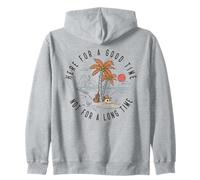 Here For A Good Time Not For A Long Time Beach Skull Waves Zip Hoodie