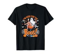 Here for Boos Halloween Women Cosplay Boo On Cocktail Glass T-Shirt