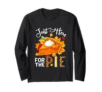 Here for Pie Thanksgiving Leopard Fall Leaves Pumpkin Pie Long Sleeve T-Shirt
