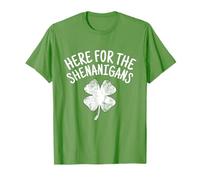 Here For Shenanigans Funny St Patricks Day Men Women Kids T-Shirt