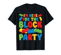 Here for The Block Party Birthday Block Building Brick T-Shirt