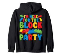 Here For The Block Party Birthday Block Building Brick Zip Hoodie