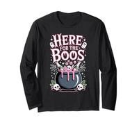 Here for The Boos, Fun Halloween Party Ghosts and Cauldron Long Sleeve T-Shirt