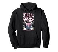 Here for The Boos, Fun Halloween Party Ghosts and Cauldron Pullover Hoodie