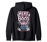 Here for The Boos, Fun Halloween Party Ghosts and Cauldron Zip Hoodie