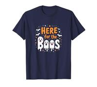 Here for The Boos: Spooky Cute Halloween Ghost Party T-Shirt, Men, Navy, 3XL