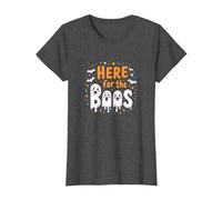 Here for The Boos: Spooky Cute Halloween Ghost Party T-Shirt, Women, Dark Heather Grey, 3XL