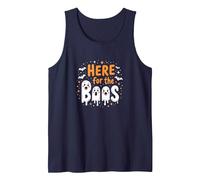 Here for The Boos: Spooky Cute Halloween Ghost Party Tank Top, Men, Navy, XL