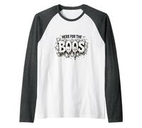 Here for The Boos: Spooky Ghosts Halloween Party Fun Raglan Baseball Tee, Men, Dark Heather/White, XXL