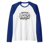 Here for The Boos: Spooky Ghosts Halloween Party Fun Raglan Baseball Tee, Men, Royal Blue/White, XXL