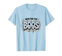 Here for The Boos: Spooky Ghosts Halloween Party Fun T-Shirt, Men, Baby Blue, M