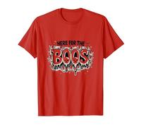 Here for The Boos: Spooky Ghosts Halloween Party Fun T-Shirt, Men, Red, XL