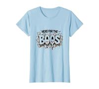 Here for The Boos: Spooky Ghosts Halloween Party Fun T-Shirt, Women, Baby Blue, S