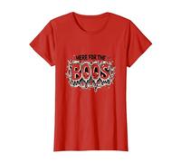 Here for The Boos: Spooky Ghosts Halloween Party Fun T-Shirt, Women, Red, S