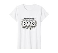 Here for The Boos: Spooky Ghosts Halloween Party Fun T-Shirt, Women, White, XXL