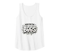 Here for The Boos: Spooky Ghosts Halloween Party Fun Tank Top, Women, White, S