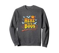 Here For The Boos: Spooky Halloween Party Enthusiast Sweatshirt, Adult Unisex, Dark Heather Grey, S