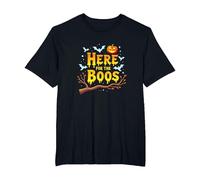 Here for The Boos: Spooky Halloween Party Enthusiast T-Shirt, Men's Big and Tall, Black, 4X Tall