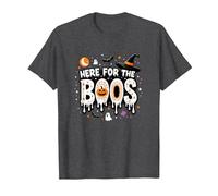 Here for The Boos: Spooky Halloween Party Fun T-Shirt, Men, Dark Heather Grey, S