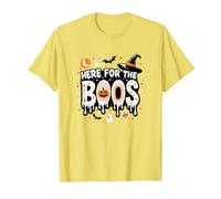 Here for The Boos: Spooky Halloween Party Fun T-Shirt, Men, Lemon, S
