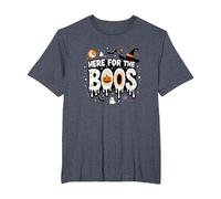 Here for The Boos: Spooky Halloween Party Fun T-Shirt, Men's Big and Tall, Heather Blue, 2X Tall