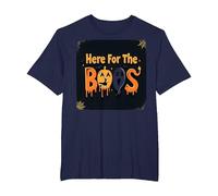 Here for The Boos: Spooky Halloween Party Fun T-Shirt, Men's Big and Tall, Navy, 4X Tall