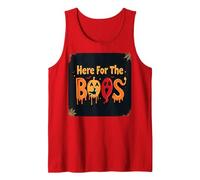 Here for The Boos: Spooky Halloween Party Fun Tank Top, Men, Red, S