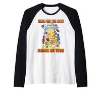 Here for The Cats Humans are Weird Cute UFO Flying Saucers Raglan Baseball Tee