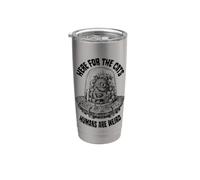 Here for The Cats Humans are Weird Funny Alien UFO Cat Lover Stainless Steel Insulated Tumbler