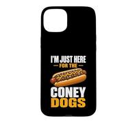 Here For The Coney Dogs Art Fun Tee Hot Dog Lover Sausages Case for iPhone 15 Plus