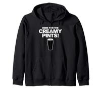 Here For The Creamy Pints Funny Drinking Pub Tee Zip Hoodie
