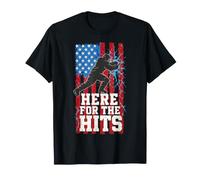 Here for The Hits Hockey American Flag Patriotic Player T-Shirt