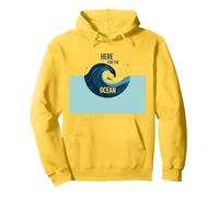 Here For The Ocean: Surfer's Paradise Wave Pullover Hoodie, Adult Unisex, Lemon, S