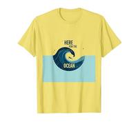 Here for The Ocean: Surfer's Paradise Wave T-Shirt, Men, Lemon, L