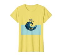 Here for The Ocean: Surfer's Paradise Wave T-Shirt, Women, Lemon, XS