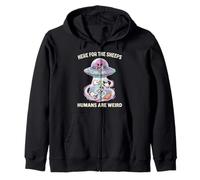 HERE for THE Sheeps Humans are Weird Sheep Lover Ufo Zip Hoodie
