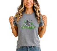 Here for The Shenanigans Womens Graphic T-Shirt St Patricks Day Holidays Tee L (16-18) Heather Grey