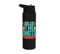 Here for The Shots Groomsquad Party Bachelor Beer Wedding Stainless Steel Insulated Water Bottle