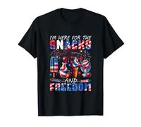 Here for The Snacks and Freedom 4th July US Flag Ice Creams T-Shirt