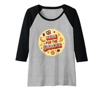 Here for The Snacks Retro Foodie Party Lover Raglan Baseball Tee, Women, Black/Athletic Heather, S