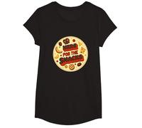 Here for The Snacks Retro Foodie Party Lover T-Shirt, Girls, Black, Medium