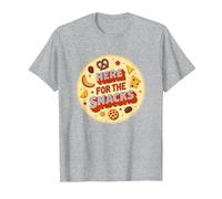 Here for The Snacks Retro Foodie Party Lover T-Shirt, Men, Heather Grey, XXL