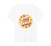 Here for The Snacks Retro Foodie Party Lover T-Shirt, Women's Plus, White, 6X