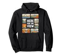Here For The View Hiking Camping Vintage Trekking Forest Pullover Hoodie