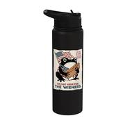 Here for The Wiener Grumpy Frog Hot Dog 4th of July Japanese Stainless Steel Insulated Water Bottle