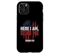 Here I Am Send Me American Flag Cross Isaiah 6:8 Bible Verse Case for iPhone 11 Pro