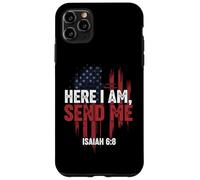 Here I Am Send Me American Flag Cross Isaiah 6:8 Bible Verse Case for iPhone 11 Pro Max