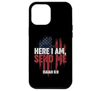 Here I Am Send Me American Flag Cross Isaiah 6:8 Bible Verse Case for iPhone 12 Pro Max