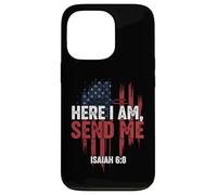 Here I Am Send Me American Flag Cross Isaiah 6:8 Bible Verse Case for iPhone 13 Pro